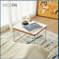 DECOPAI eames LTR side table, Rectangle Modern Design White Stainless steel Living Room Bedroom small space end table, laptop ta