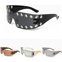 New 2025 Luxury Trendy Diamond Rimless Rhinestone Sunglasses Women Punk Shield Wrap Sun Glasses Vintage One-Piece Shades Goggle