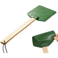 Portable Handheld Trap Lanyard Leather Fly Swatter With Long Handle Durable Tools For Outdoor Indoor Patio Yard Home Camping