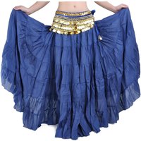 Women Linen Yoga Belly Dance Skirt Costumes Solid Color Gypsy Tribal Dancing Show Maxi Dress Performances Dress