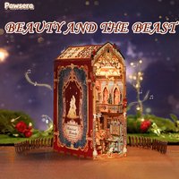 Pawsera Beauty and the Beast Handmade Hut Building Blocks DIY Assembled Sensing Music Book Stand Puzzle Toy Gift Creative Gift