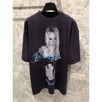 Paris Style Ceiling 26ss Britney Sparkling Drill Direct Spray Limited Edition Washed Short Sleeve Unisex T-shirt Streetwear C...