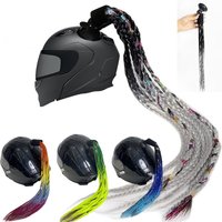 Helmet Accessories Colorful Shiny Silk Helmet Braided Hair Detachable Sucker Helmet Decoration Braid Locomotive Wig Dirty Braid
