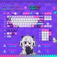 Yunyun Syndrome Cat Ear PBT Keycap Set MAO Profile Translucent Side Shine Through Double Shot Purple Keycaps For Game Keyboard