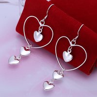 Hot Valentine'S Day Gifts 925 Sterling Silver Romantic Love Heart Long Earrings For Women Fashion Party Wedding Jewelry