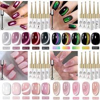 6Pcs 9D Cat Eye Gel Nail Polish Set Pink Magnetic Gel Semi Permanent Soak Off UV LED Nail Art Manicure HEMA/TPO FREE