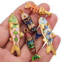 1-2pcs Stainless Steel Fish Charms Golden Enamel Pendant Jewelry for Diy Handmade Necklace Earring Making Accessorie Wholesale