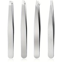 4pc Professional Eyebrow Tweezers Set for Eyebrow Shaping, Precision Hair Removal, Ingrown Hair Removal