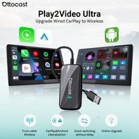 OTTOCAST Play2Video Ultra Wireless CarPlay & Android Auto AI Box Built-In YouTube Netflix IPTV Plug & Play Carplay WiFi6 Box