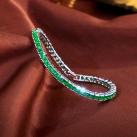 Pera CZ Tennis Bracelets Silver Color Green Square CZ Chain Bangles For Women Men Hip Hop Bling Homme Fashion Jewelry B124