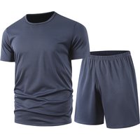 2-piece summer men's mesh multi-color short sleeved shorts set, comfortable sports solid color T-shirt top, loose casual pants