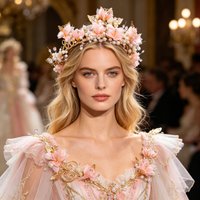 Blush Pink Flower Crown with Gold Filigree Handmade Floral Tiara for Bridal Fairycore Wedding Headpiece for Photoshoot
