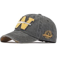 Fashionable Retro Water-Washed Distressed Embroidered Baseball Bat W Star 1598 Baseball Cap - Soft Top, Comfortable, Adjustable