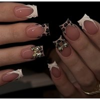 24pcs White French Square Press on Nails Simple False Nails Wearable Stick-on Nails Fake Nail Uñas Postizas Накладные Ногти 네일팁