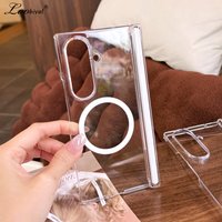 Luxury Transparent Hard Acrylic Case for Samsung Galaxy Z Fold 7 6 5 4 zfold Fold7 Magnetic Clear Shockproof Ultra Slim Cover