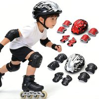 7Pcs Kids Helmet Knee Elbow Pad Sets Kid Wrist Pad Bicycle Cycling Safety Helmet Set Protective Gear Set Sport Protective Supply