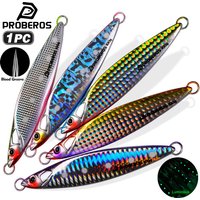 Proberos 1PC Artificial Luminous 3D Coating Jigging 40g-100g Iron Plate Metal Lead Fish Hard Bait Bass Seawater Fishing Lures