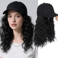 14Inch Synthetic Baseball Cap With Hair Extensions Short Wavy Curly Hairstyle Adjustable Hat Wig for Women