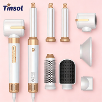 TINSOL 7-in-1 Multi-Function Hair Dryer Brush, Brushless High-Speed Dryer, Ionic Hot Air Styling Comb, Curling Iron