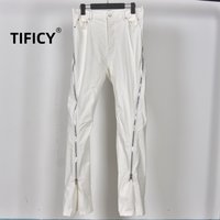 High Street Denim Pants New Men's Dark RO High Version Double Line Zipper Horn Cotton Cowboy Casual Long Pants Men Clothing