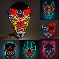 Cosplay Halloween Party Mask Luminous Light up Led Mask EL Neon Glowing Anime Mask Masque Masquerade Masks Horror Carnival Mask