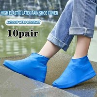 10/1Pair Reusable Latex Waterproof Rain Shoes Covers Slip Resistant Rubber Rain Boot Overshoes Outdoor Walking Shoes Cover