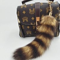 L21E Lovely Foxes Racoon Tail Keychain Furs Pendant Keyrings Keys Holder Bag Charm