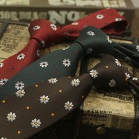 8cm Width Luxurious Floral Neckties For Men Polyester Woven Brown Green Neck Ties Elegant Suit Accessories Skinny Casual Cravat
