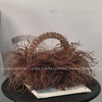 2025 Autumn New Feather Design Women's Handbags Handwoven High End Light Luxury Beaded Banquet Bag Customizable Color Wholesale