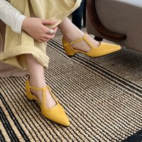 2026 Summer Women Sandals Genuine Leather Sexy Pointed Toe T Strap Party Shoes High Heel Summer Pumps Hollow Shoes Woman 34-40
