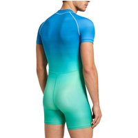 Men One Piece Swimsuit Gradient Rash Guard Jumpsuit Short Sleeve Zipper Boyshorts Bodysuit Bathing Suit Surfing Diving Swimwear