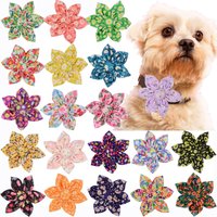 50pcs Flower Collar Slidable Pet Dog Bowties Collar Accessories for Dogs Pets Grooming Bows Pet Accessories Dog Supplies