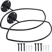 2 Pcs Black Iron Wall Mounted Football Rack Rugby Hoops Display Holder For Storage ganizer Sports Wall Shelf Bracket