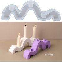 Resin Casting Molds,Silicone WavePatterned Three-Hole Candle Holder Mold, DIY Irregular Casting Mold for Plaster and Epoxy