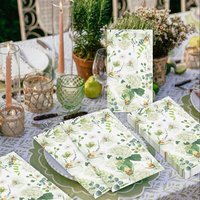 20Pcs Floral Napkins Sage Green Napkins Patterned Disposable Serviettes for Green Birthday Baby Shower Bridal Shower Wedding