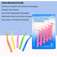 2/5Pcs Travel L-shaped Interdental Brushes Portable Soft Bristle Interdental Cleaners Brushes