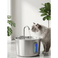 2.2L Automatic Cat Water Fountain Round Stainless Steel Pet Water Feeder Dog Water Fountain With Window(No 5V 1A Plug) Unitv
