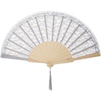 Portable Lace Pattern Chinese Fan Flower Design Tassel Pendent Folding Fan Vintage Style Hand Fan Wedding