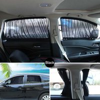 2pcs 70cm Car Sun Shade Side rear Window Curtain Auto Foldable Uv Protection Accessories Black Pure Cloth Auto Accessories