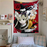 VIKAMA Soul Eater Tapestry Shinigami Scythe Witch Black Cat School Uniform Theme Bedroom Decoration Tapestry