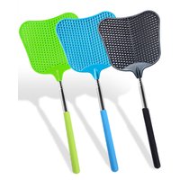 Telescopic Fly Swatter Plastic Large Bug Swatter That Work with Stainless Steel Extendable Handles for Indoor and Outdoor