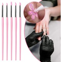 5Pcs/Set Silicone Nail Brush Carving Emboss Hollow DIY Nail Dotting Tools Pen Pink Gel Shaping Accessories Manicure Art D4C0
