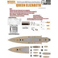 Hunter W35034 1/350 Wood Deck HMS BATTLESHIP QUEEN ELIZABETH FOR TRUMPETER 05324