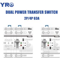YRO Din Rail 2P ATS Dual Power Automatic Transfer Switch Electrical Selector Switches Uninterrupted Power 2P 230V 63A