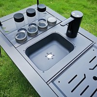 Outdoor Camping Igt Unit Tea Tray Water Dispenser Sink With Cutting Board Aluminum Alloy IGT Folding Table Special Accessories