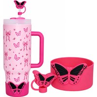 Butterfly Style 2pcs Tumbler Cup Accessories Set for Stanley 30oz 40oz Tumbler Cup, Silicone Straw and Silicone Protective Boot