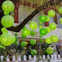 5pcs4 '' 6 '8' 10 '12' 14 '16' Green Chinese Paper Lantern DIY Pendant Wedding Christmas Event Party Halloween Decoration