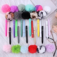 50pcs Plush Plastic Beaded Pen Cute Girl Ballpoint Pen Plush Gift Beadable Pens Cute Kids School Supplies Japanese Stationery