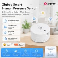 Zigbee Presence Sensor 24G Mmwave Radar Human Detector Motion/Static Detection For Tuya Z2M Temperature Humidity Light Automatic