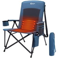 Heated Camping Chairs for Adults Folding Garden Chair with High Back Heavy Duty Loads 180KG Oversized Collapsible Seat for Beac